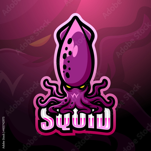 Squid mascot esport logo design photo