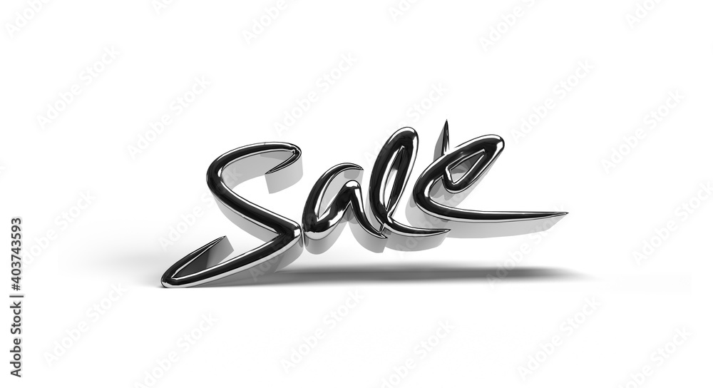 Obraz premium 3D Render Silver Sale Banner letter, words about discount and prices Illustration Design.