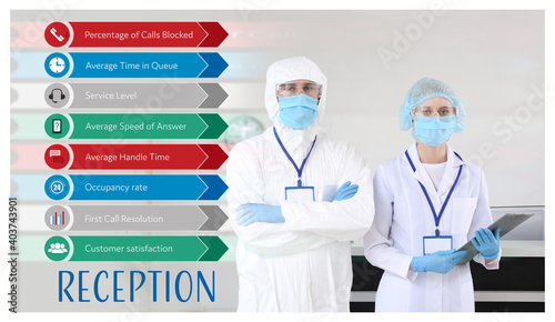Receptionist with doctor in...