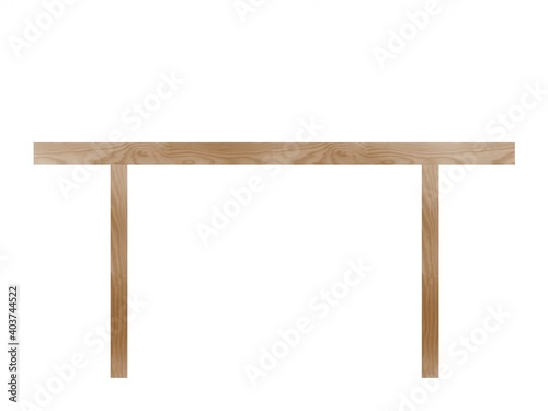 wooden table side view isolated illustration