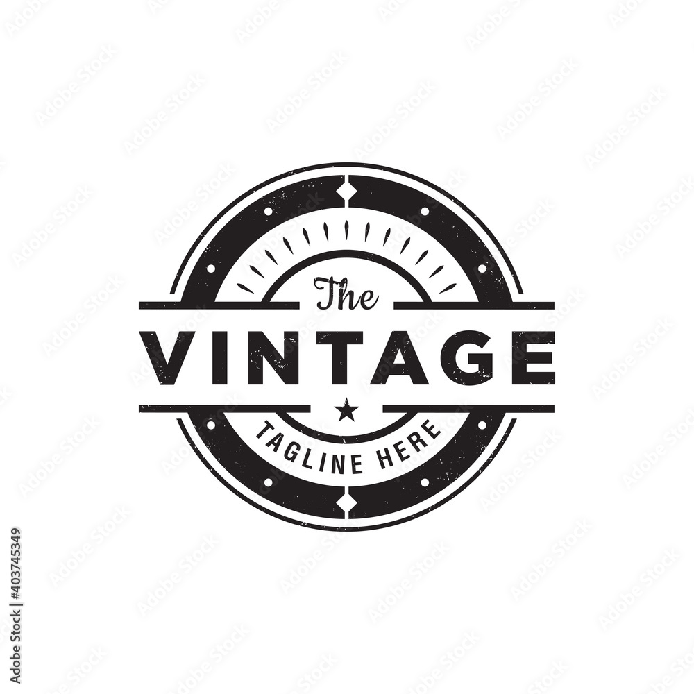 Circular badge stamp grunge logo silhouette for cloth apparel
