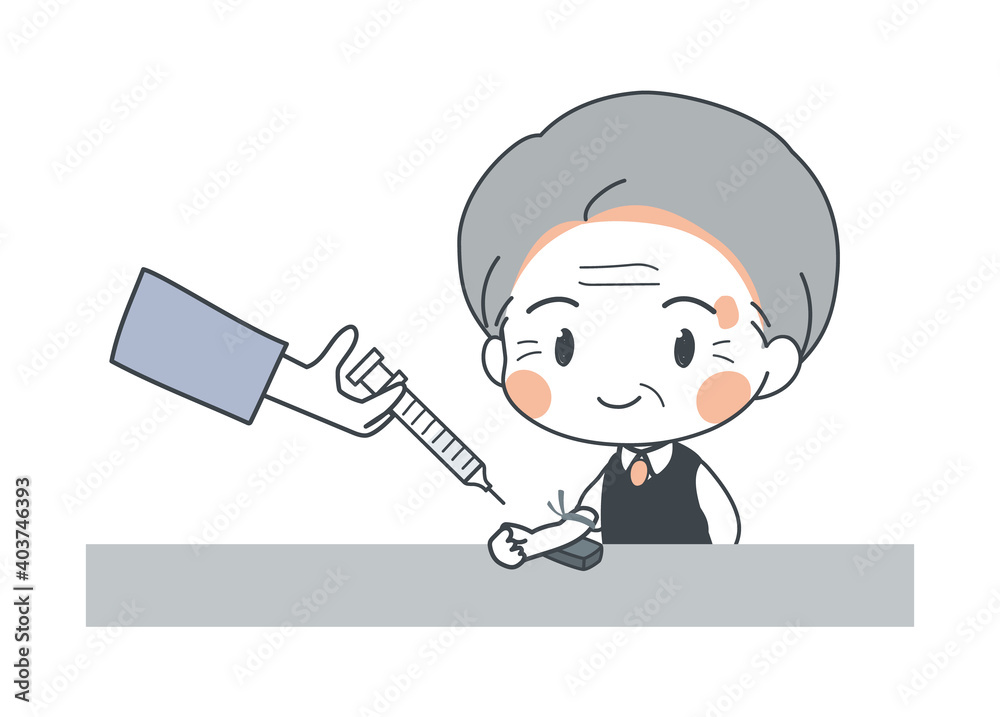 採血 献血 血液検査を受けるおじいさんのイラスト Stock Vector Adobe Stock