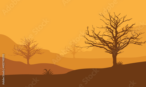 Nice desert view in the afternoon. Vector illustration