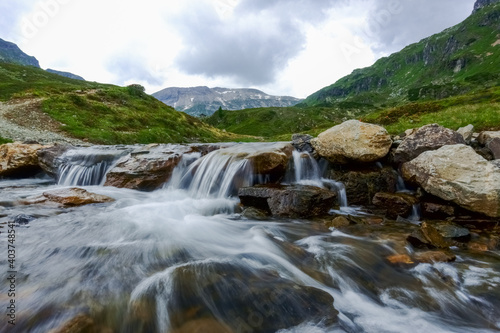 mountain creek with little waterfalls