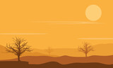 Amazing view of an afternoon in the desert. Vector illustration