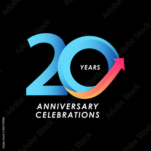 20 Years Anniversary Celebration Number Vector Template Design Illustration