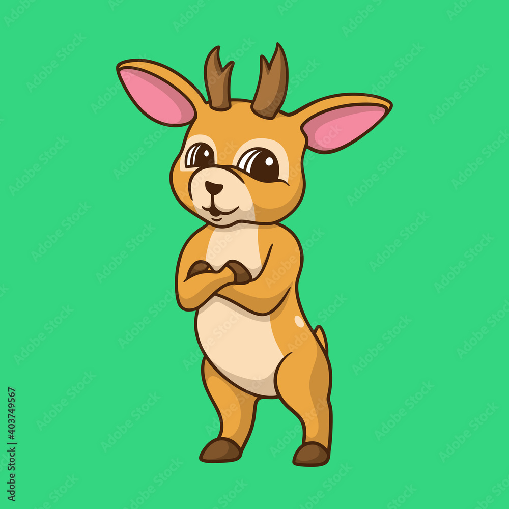 Fototapeta premium cartoon animal design cool deer cute mascot logo