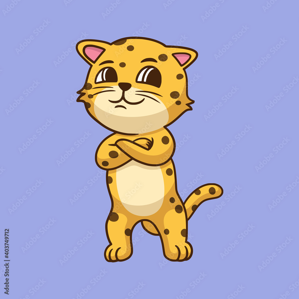 Fototapeta premium cartoon animal design coll leopard cute mascot logo