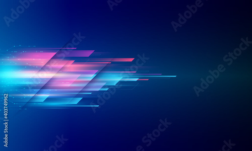 Modern abstract high-speed movement. Colorful dynamic motion on a blue background. Movement sport pattern for banner or poster design background concept.
