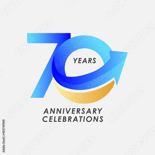 70 Years Anniversary Celebration Number Vector Template Design Illustration