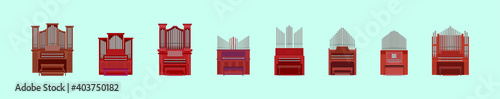 set of pipe organ cartoon icon design template with various models. vector illustration isolated on blue background