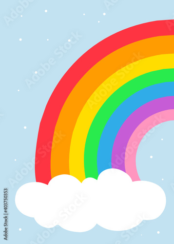Cute cloud rainbow colorful design illustration for kids. Vector rainbow hand drawn illustration. rainbow illustration poster kids.