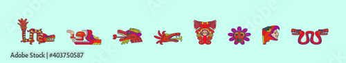 set of quetzalcoatl cartoon icon design template with various models. vector illustration isolated on blue background