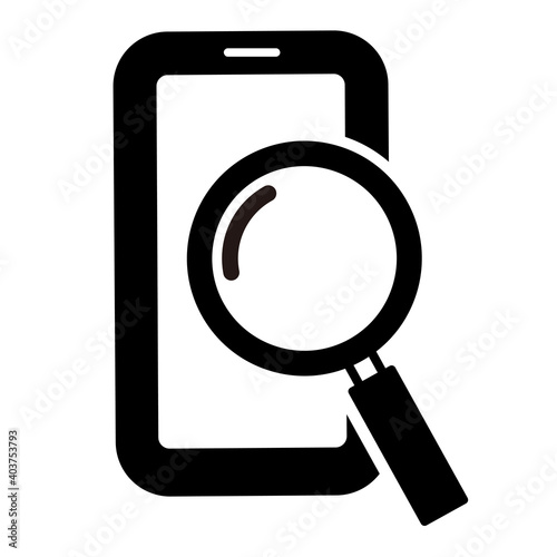スマートフォンと虫眼鏡のアイコンイラスト