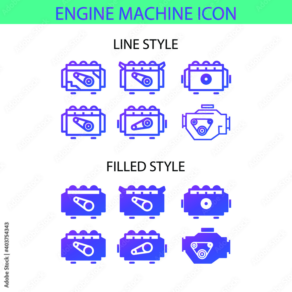 Engine machine icon set, vector eps 10 Engine machine icon set, vector eps 10