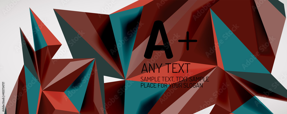 Vector triangle geometric backgrounds. Low poly 3d shape on light backdrop. Vector illustration for covers, banners, flyers and posters and other designs Vector triangle geometric backgrounds. Low poly 3d shape on light backdrop. Vector illustration for covers, banners, flyers and posters and other designs