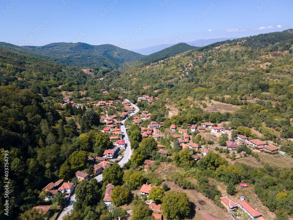 Aerial view of village of Svezhen, Plovdiv Region, Bulgaria
