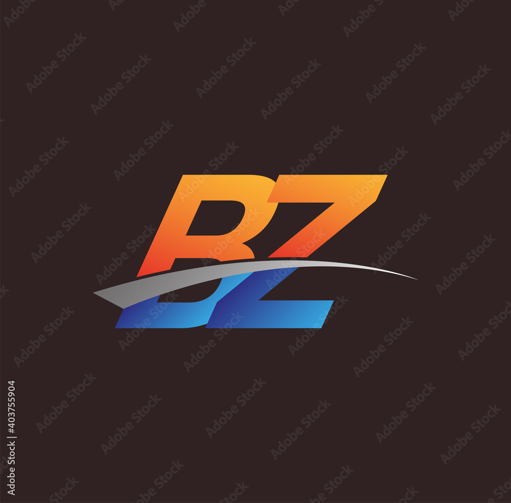 initial letter BZ logotype company name colored orange and blue and swoosh  design. vector logo for business and company identity. Stock Vector | Adobe  Stock