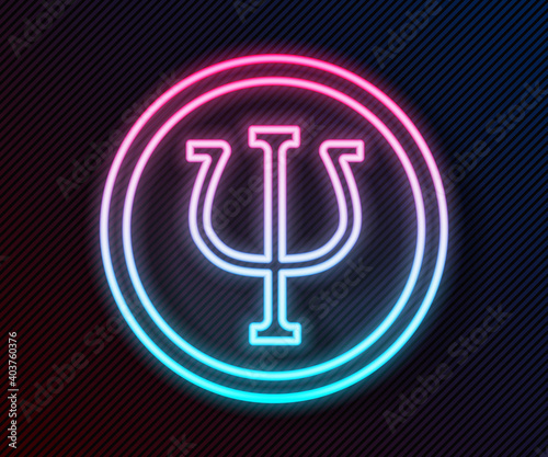 Glowing neon line Psychology icon isolated on black background. Psi symbol. Mental health concept, psychoanalysis analysis and psychotherapy. Vector.