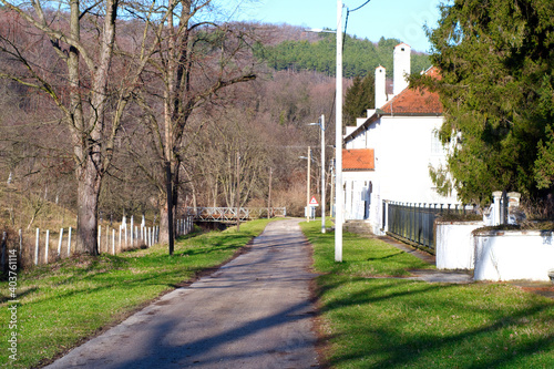 A tranquil and sunny day in the yard of the old Christian monastery on the slopes Frushka Gora mountain in Serbia