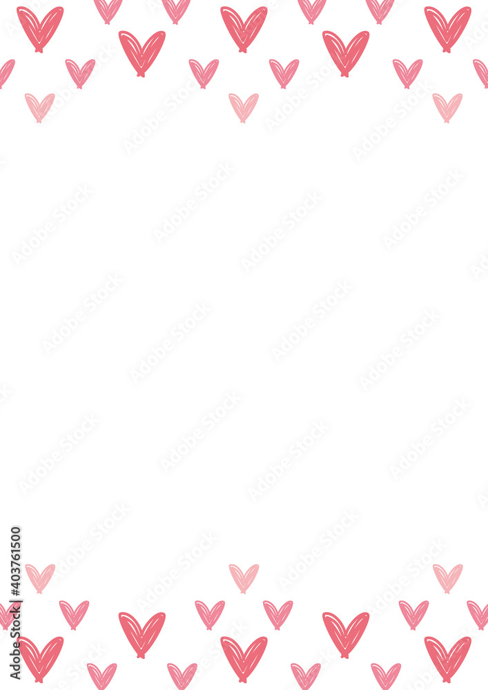 手書きハートの背景フレーム 白背景 A3縦 Stock Vector Adobe Stock