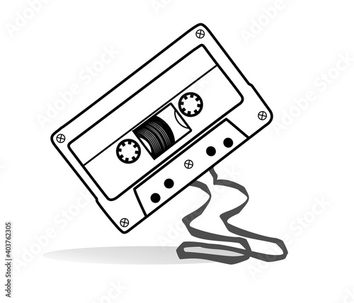 audio tape cassette record hand drawn vector