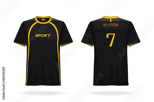 Specification Soccer T Shirt round neck Jersey template. mock up football uniform . Vector Illustration design