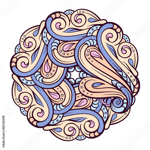 Colorful ethnic mandala ornament. Tribal decorative vector graphic element.