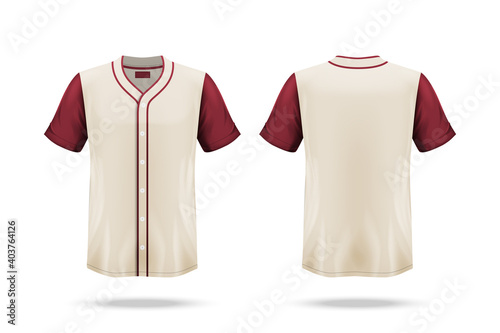 Specification Baseball T Shirt Mockup  isolated on white background , Blank space on the shirt for the design and placing elements or text on the shirt , blank for printing , vector illustration