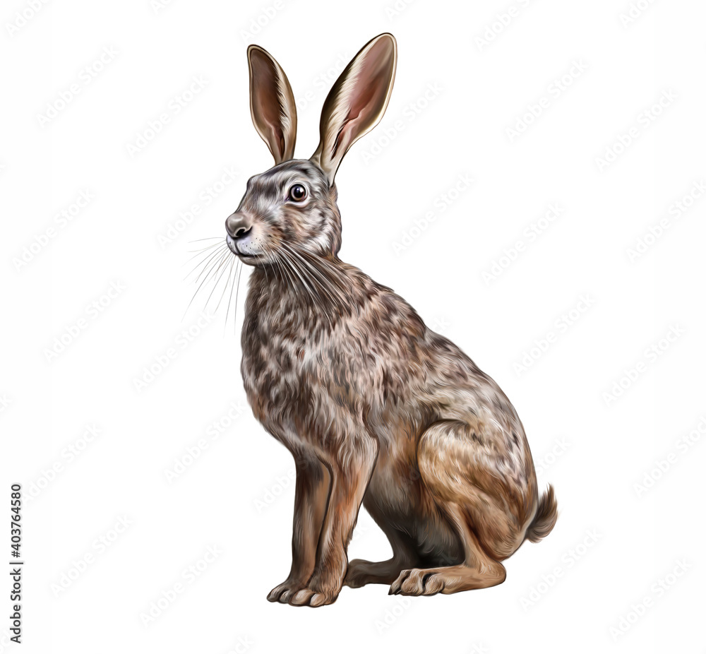 The European hare (Lepus europaeus) - obrazy, fototapety, plakaty 