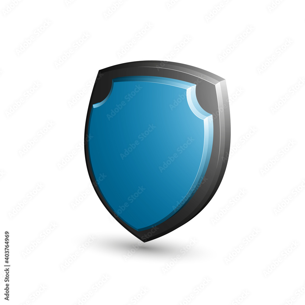 Protected guard shield concept. Safety badge color icon. Privacy colorful banner shield. Security label. Defense tag. Presentation shining sticker shield. Defense safeguard sign. illustration