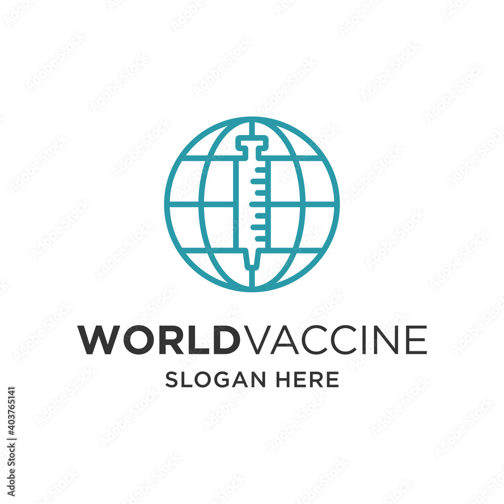 World vaccine vector logo template. This design use medical and globe symbol. World vaccine vector logo template. This design use medical and globe symbol.