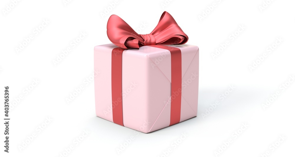 Obraz premium pink gift on white background