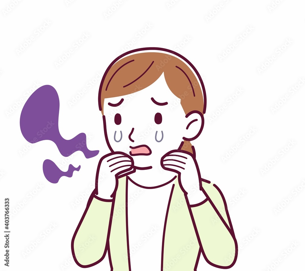 Young woman in a cardigan_smell