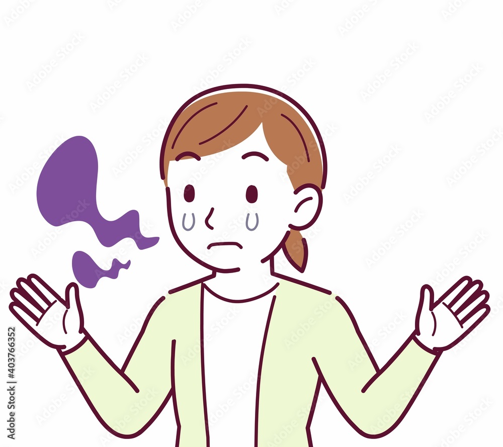 Young woman in a cardigan_smell Young woman in a cardigan_smell