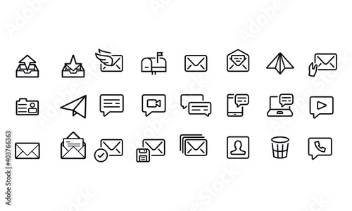 Mail Line Icons Set vector design 