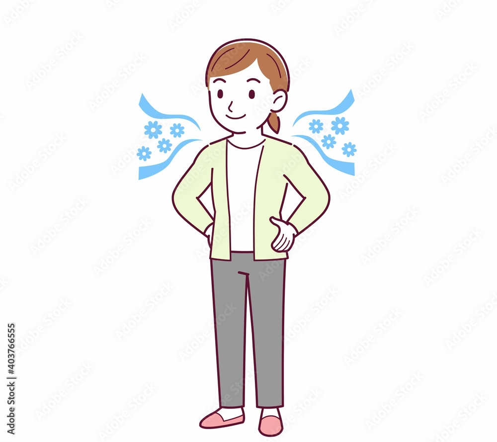 Young woman in a cardigan_smell Young woman in a cardigan_smell