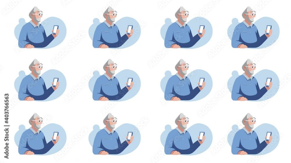 Seamless background pattern of male character using smartphone in 4k video. Seamless background pattern of male character using smartphone in 4k video.