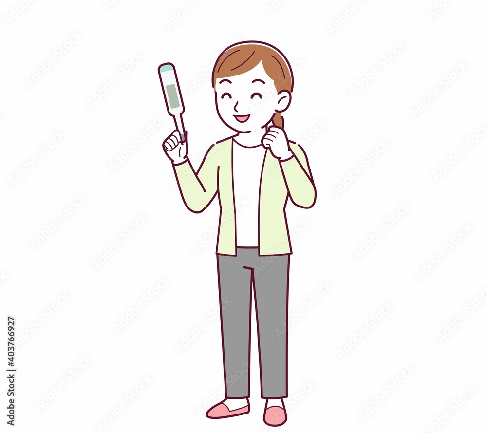 Young woman in a cardigan_Thermometer Young woman in a cardigan_Thermometer