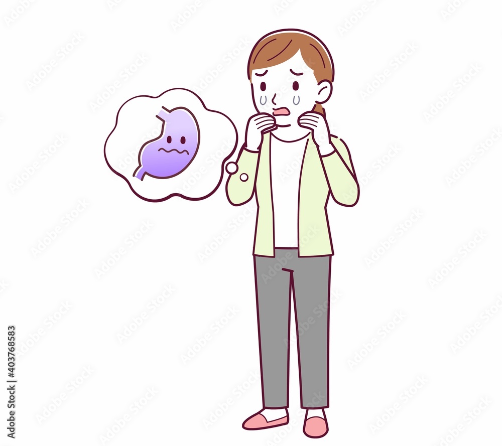 Young woman in a cardigan_stomach Young woman in a cardigan_stomach