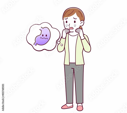 Young woman in a cardigan_stomach