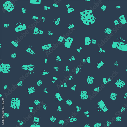 Set Male doctor, Psoriasis eczema rash, Herpes lip and Abdominal bloating on seamless pattern. Vector.