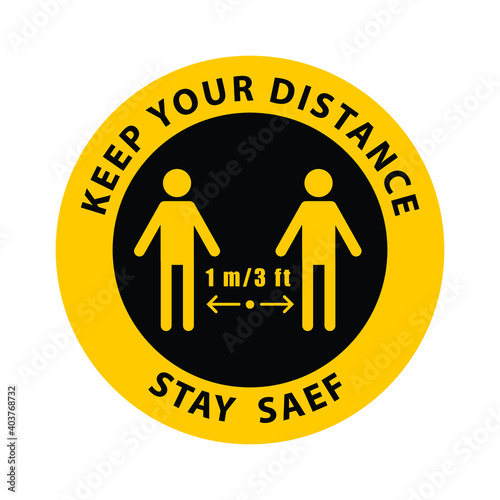 Social Distancing 1 Meter And 3 Feet Icon. Illustrator Vector Eps 10.