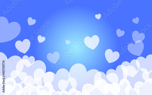 Valentine's Day. Blue background with hearts. Vector illustration. Blue coloured wallpaper with heart shapes.