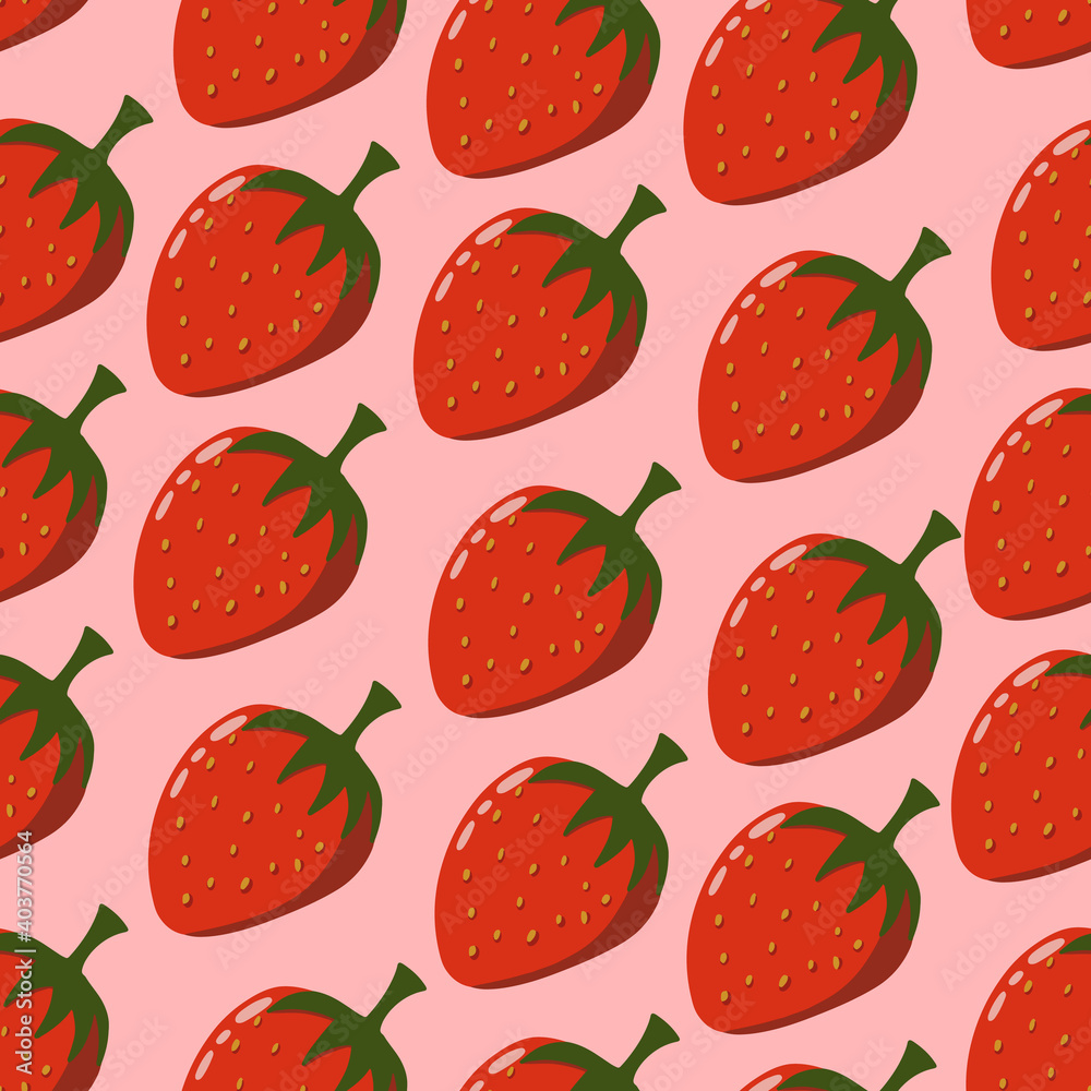 Vector seamless strawberry pattern on a pink background. Vector seamless strawberry pattern on a pink background.