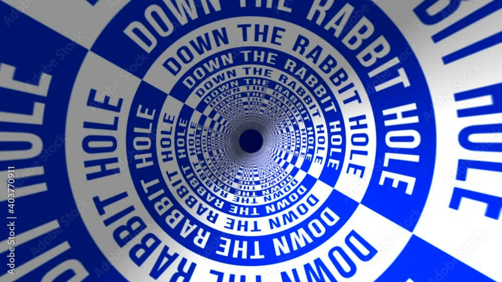 Down the rabbit hole. Graphic rendering of popular saying.