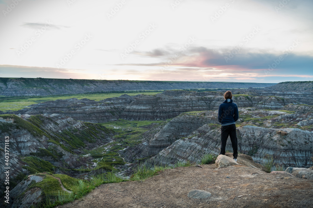 Obraz premium Badlands in the prairie of alberta, canada
