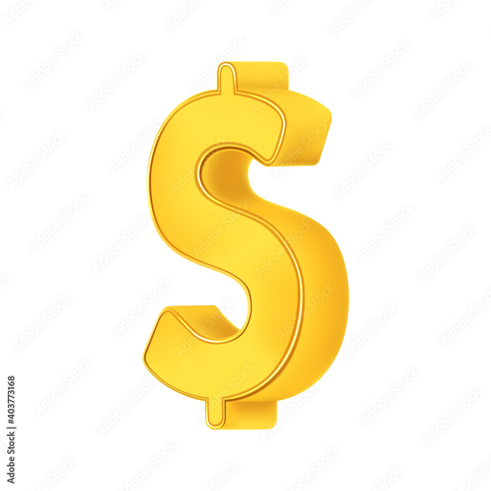 Golden dollar symbol, on white background. Golden dollar symbol, on white background.