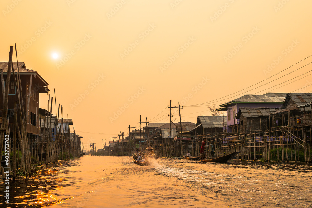 floating village near to ine lake , myanmar floating village near to ine lake , myanmar