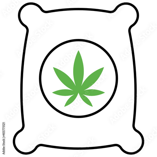 Cannabis bag Concept, Weed Buds Vector Color Icon Design, Marijuana and psychoactive drug Symbol on white background, Hashish and Hemp Sign,